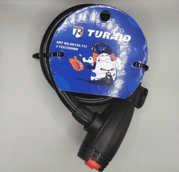 Замок противоугонный  12x1000mm с крепежем TURAID  GK102.113    (черный)