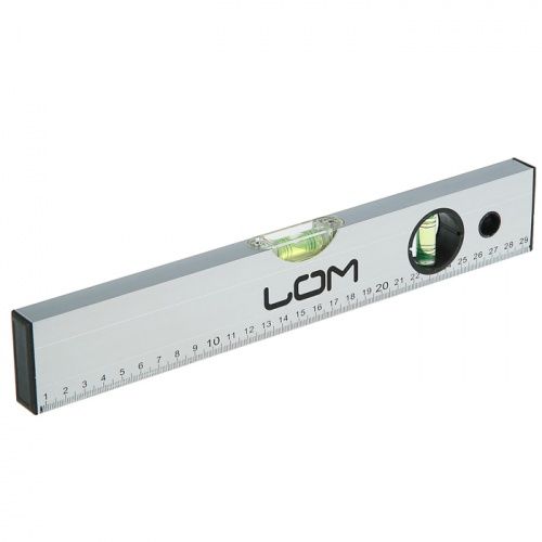 Уровень алюминиевый LOM, 2 глазка, линейка, 300 мм 2964614