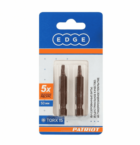 Бита EDGE by PATRIOT T15 длина 50 мм, 2шт в блистере Бита EDGE by PATRIOT T15 длина 50 мм, 2шт в блистере