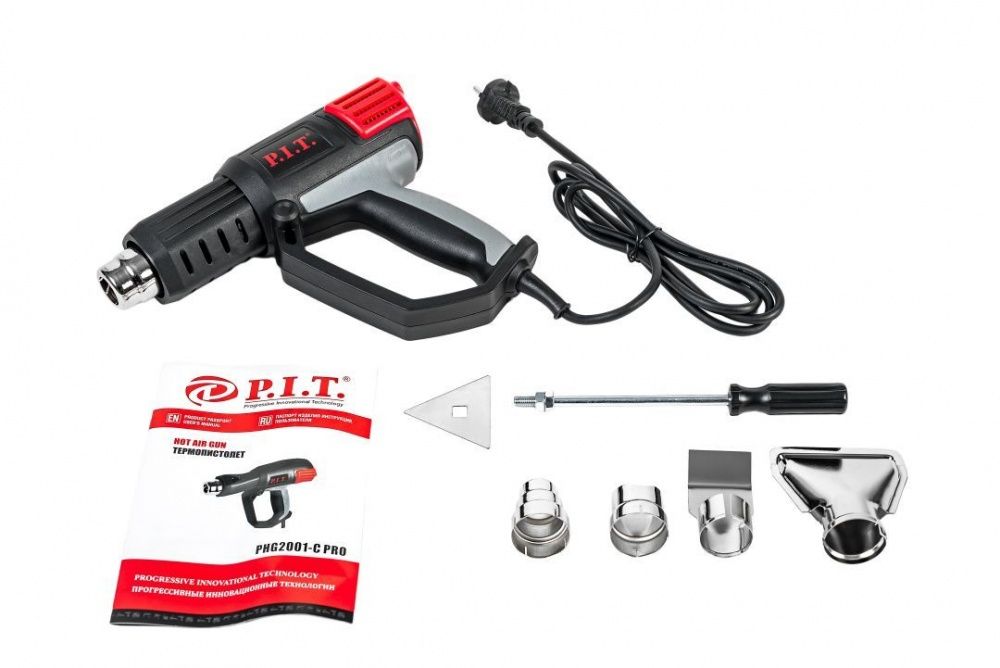 Электрофен PHG 2001-C PRO МАСТЕР P.I.T (220V, 2000Вт, 50-600°С, 250-500 л/мин,  набор насадок, масса