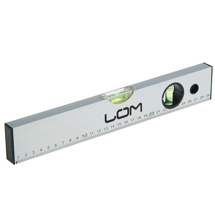Уровень алюминиевый LOM, 2 глазка, линейка, 300 мм 2964614