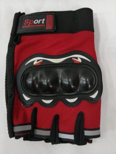 Перчатки с защитой, без пальцев "Sport" красные