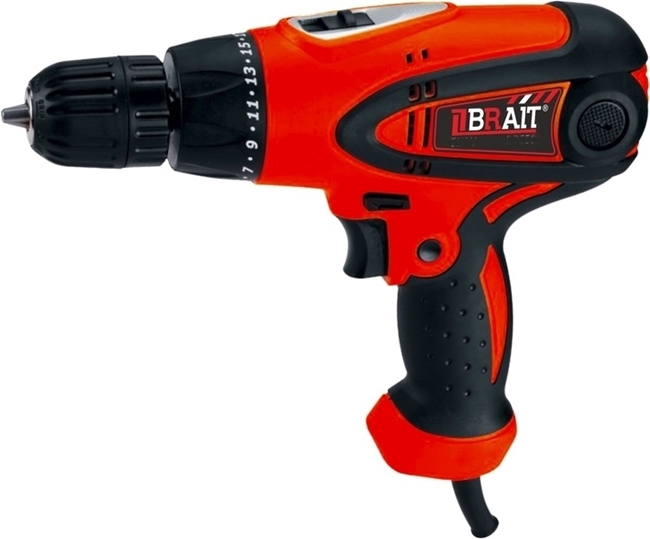 Дрель сетевая BRAIT BD450H (450Вт, 10мм быстрозажимной патрон, Ругул. ск., Реверс, картон) 10шт/уп