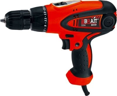 Дрель сетевая BRAIT BD550H (550Вт, 10мм быстрозажимной патрон, 2 ск., Ругул. ск., Реверс, картон)